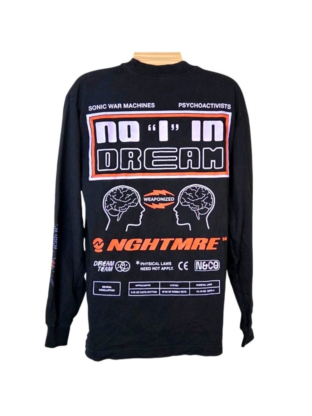 Nghtmre Black Long Sleeve Graphic T-Shirt Sonic War Machines Psychoactivists Sm